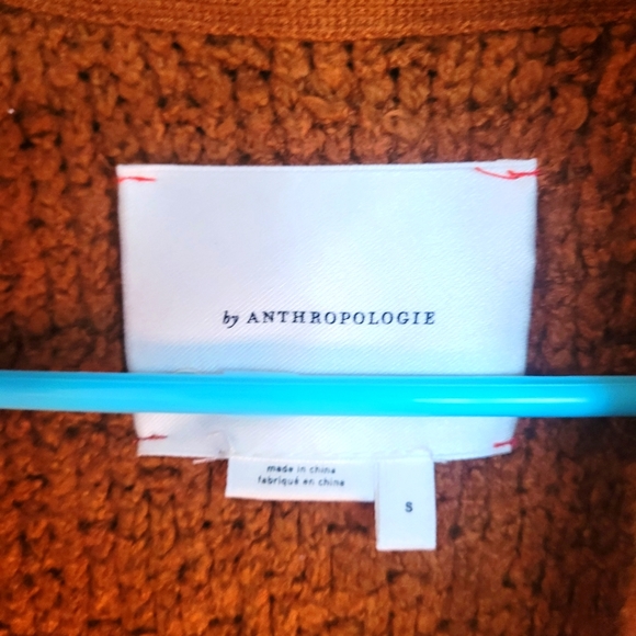 ANTHROPOLOGIE rust-colored nubby open cardigan, small - Picture 3 of 4